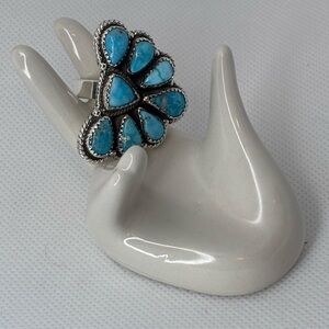 NEW Beautiful Whitewater Turquoise Ring Adjustable Sterling Silver